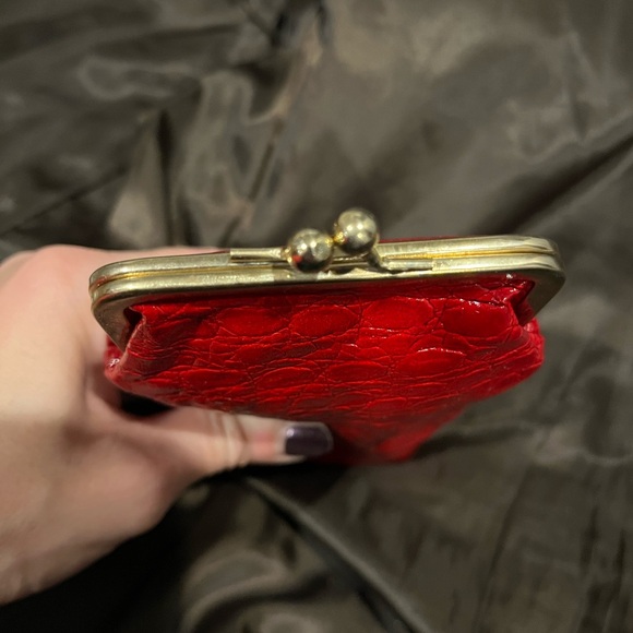 Genuine Leather Vintage Red Eye Glasses Case Made In Italy